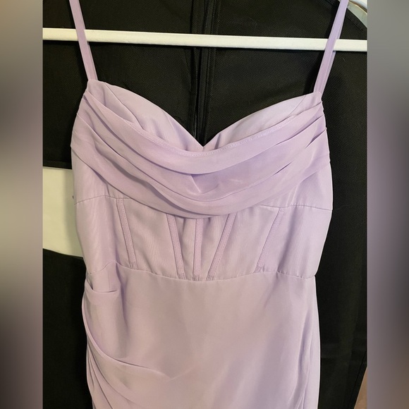 Azazie bridesmaid dress- corseted chiffon column dress in LILAC SIZE A2 - Picture 2 of 7